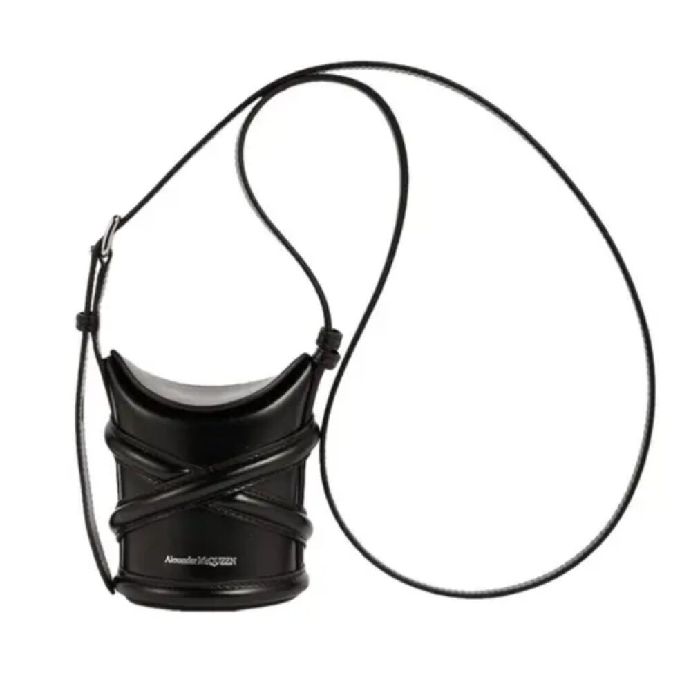 NWT Alexander McQueen Black Curve Small Leather Cross Body Bag